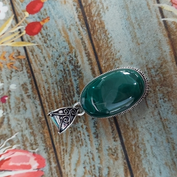 MALACHITE Sterling Silver Pendant - Picture 1 of 5